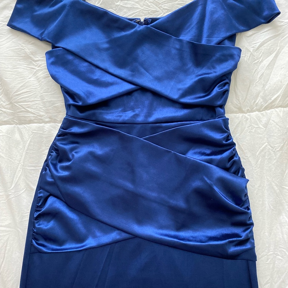 NATALIE RUCHED SATIN DRESS - Picture 6 of 6